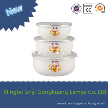 Wholesale High Quality 3Pcs Enamel Mixing Pedicure Bowl with plastic cover